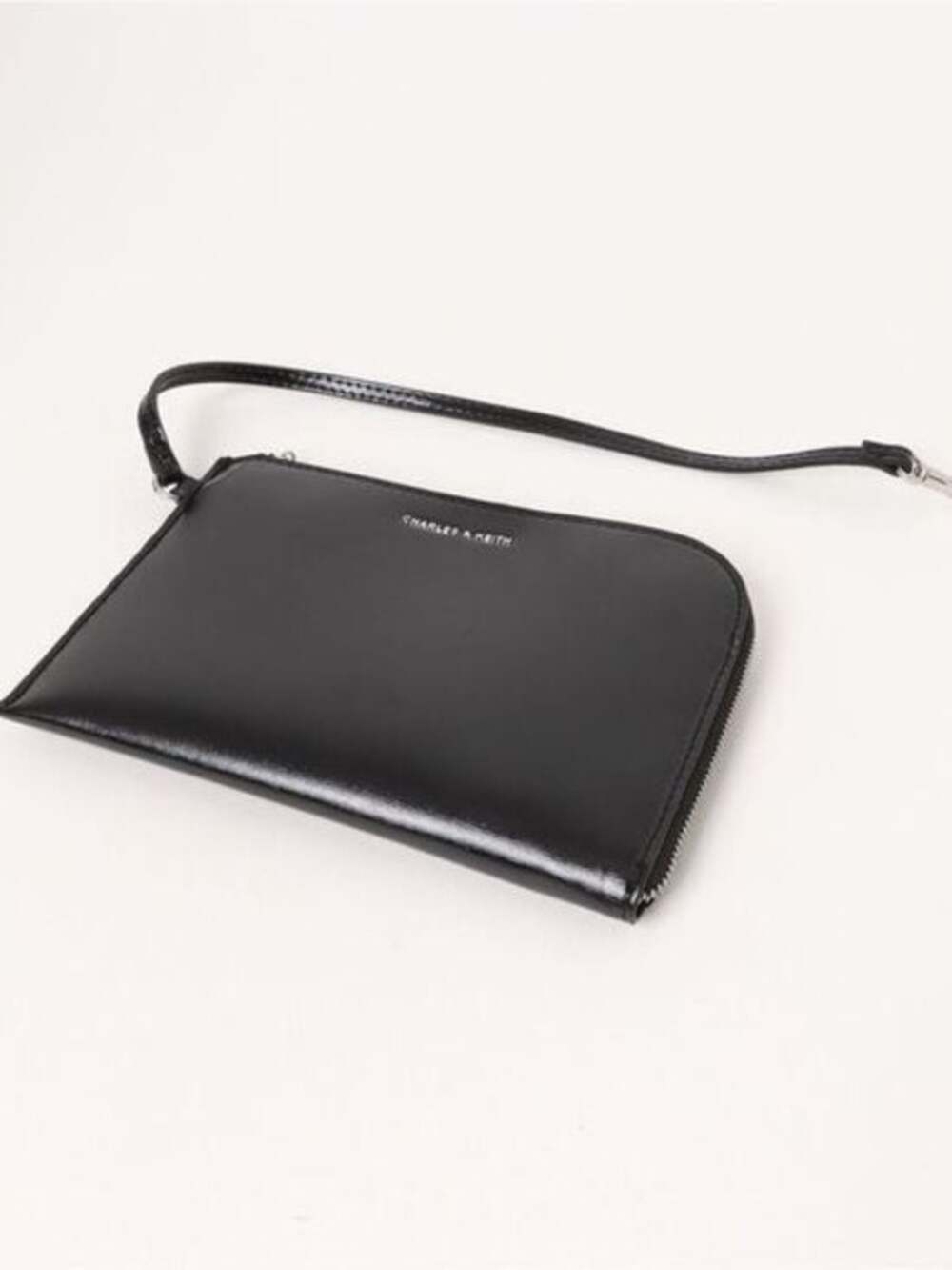 Charles & Keith Black Minimalist Wristlet Pouch